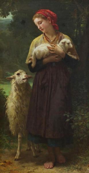 L'agneau Nouveau-ne (the Shepherdess) by William Adolphe Bouguereau