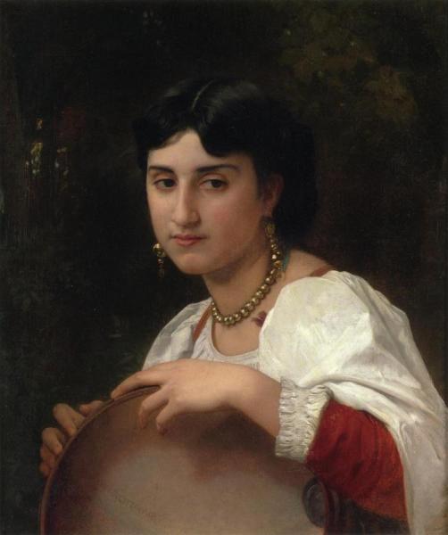 L'italienne Au Tambourin by William Adolphe Bouguereau Oil Painting Reproductions