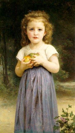 Little Girl Holding Apples by William Adolphe Bouguereau Oil Painting Reproductions