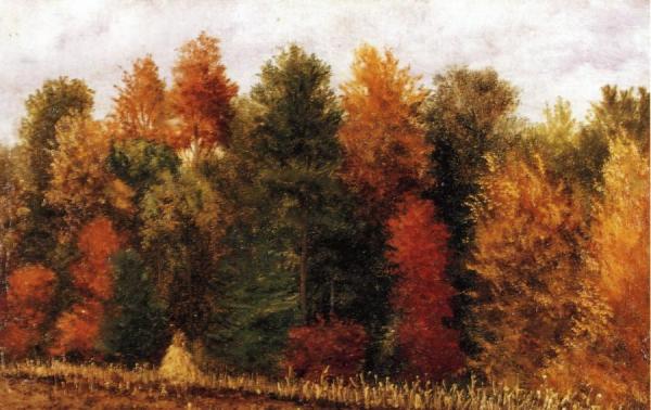 Autumn Woods At The Edge Of A Cornfield by William Aiken Walker