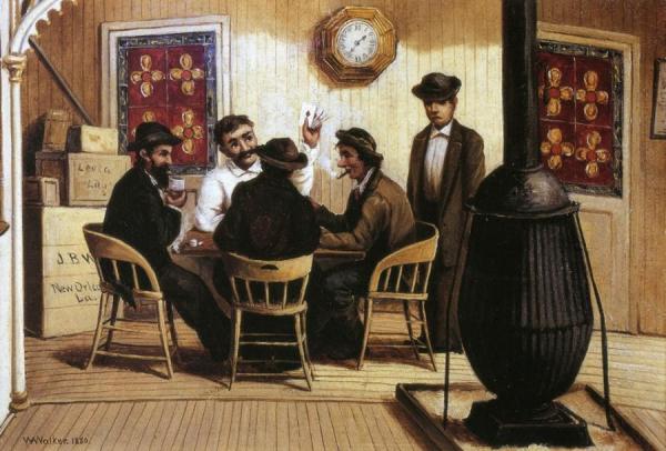 Card Players On The Steamboar by William Aiken Walker