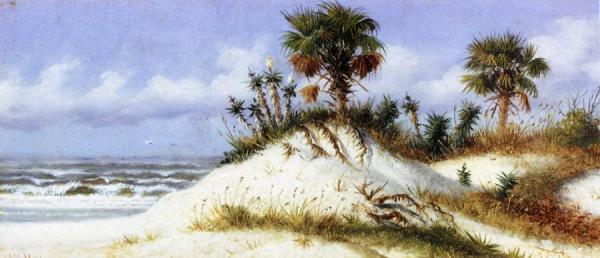 Florida Sand Dunes With Two Palm Trees by William Aiken Walker