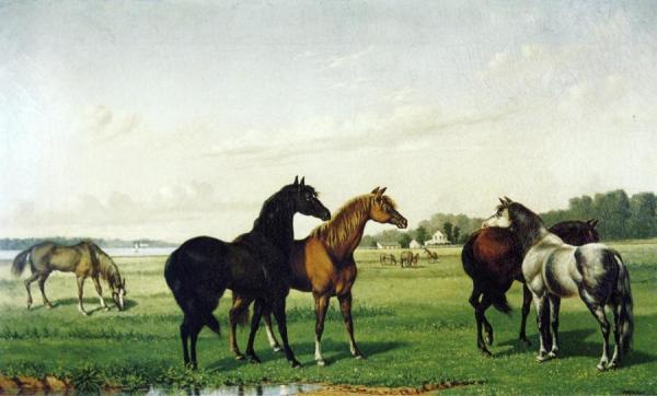 Horses In A Pasture by William Aiken Walker