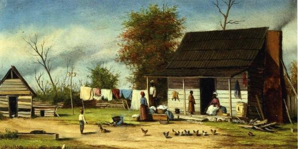 Negro Cabiin With Two-pole Chimney by William Aiken Walker