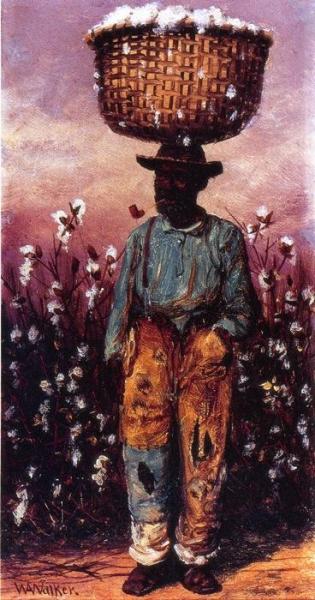 Negro Man With Basket Of Cotton On Head by William Aiken Walker