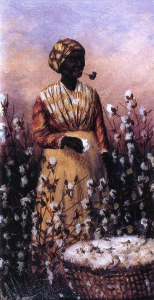 Negro Woman Smoking Pipe And Picking Cotton by William Aiken Walker