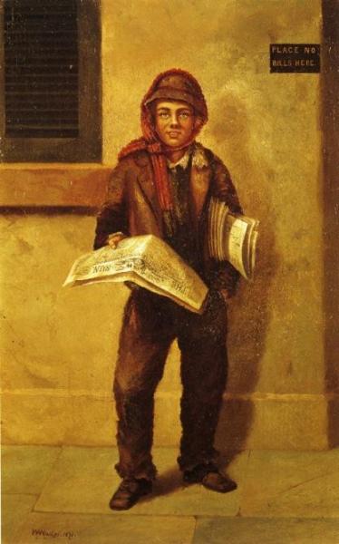 Newsboy Selling The Baltimore Sun by William Aiken Walker Oil Painting Reproductions