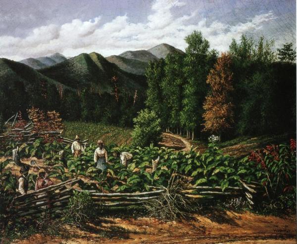 Tobacco Field With Five Figures (north Carolina) by William Aiken Walker