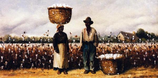 Two Cotton Pickers In A Field by William Aiken Walker