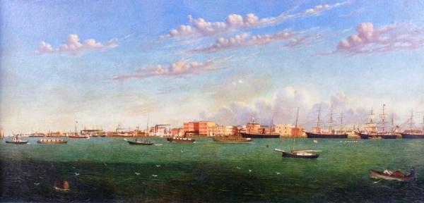 View Of Galveston Harbor by William Aiken Walker