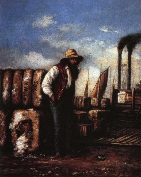 White Man With Cotton Bales On Docks by William Aiken Walker