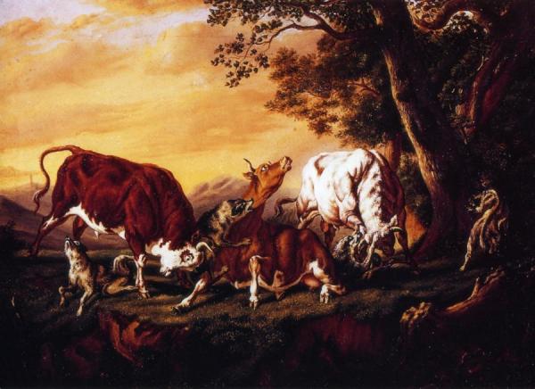 Wolves Attacking Cattle by William Aiken Walker