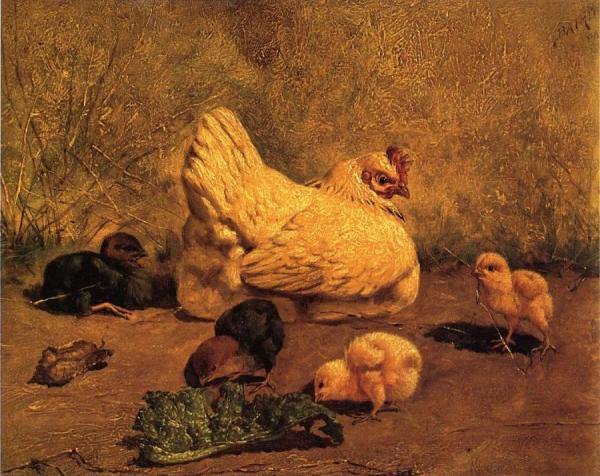 Hen And Chicks by William Baptiste Baird