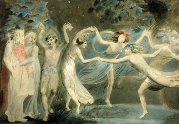 Titania And Puck With Fairies Dancing by William Blake