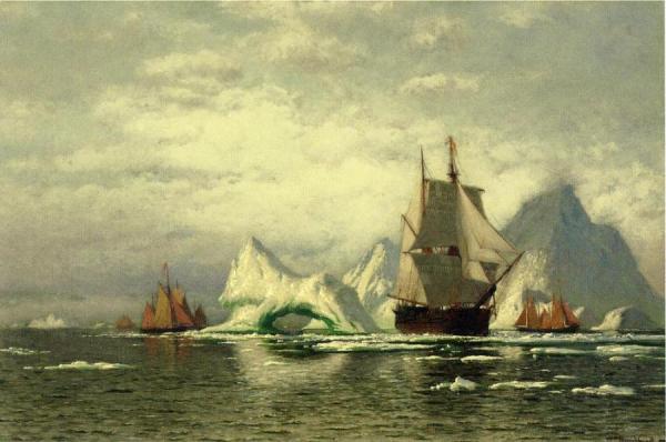 Arctic Whaler Homeward Bound Among The Icebergs by William Bradford