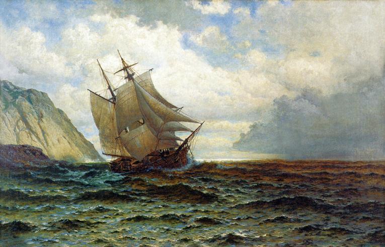 Brigantine Off The Lee Shore by William Bradford