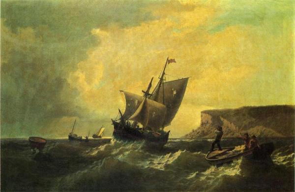 Fishermen In An Approaching Storm by William Bradford