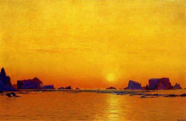 Ice Floes Under The Midnight Sun by William Bradford