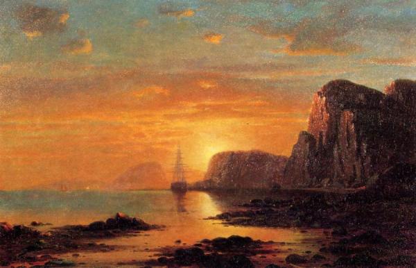 Seascape: Cliffs At Sunset by William Bradford