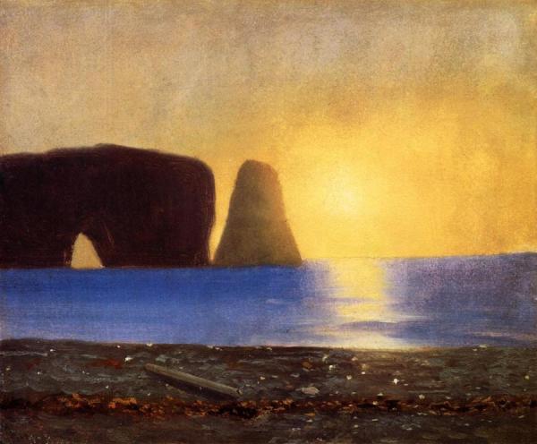 The Sun Sets, Perce Rock, Gaspe, Quebec by William Bradford