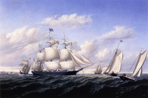 Whaleship 'speedwell Of Fairhaven, Outward Bound Off Gay Head by William Bradford