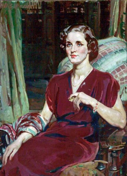 Portrait Of A Lady In A Red Dress by William Charles Penn Oil Painting Reproductions