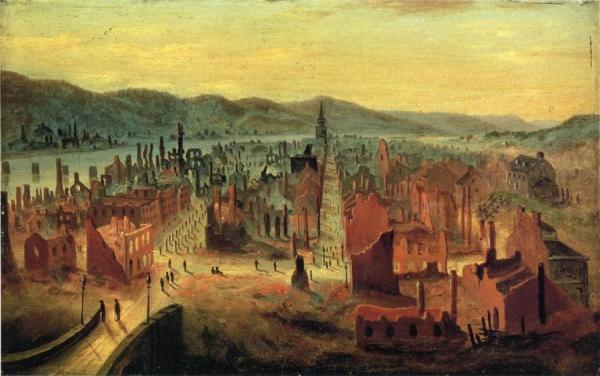 Pittsburgh After The Fire, 1845, From Boyd's Hill by William Coventry Wall