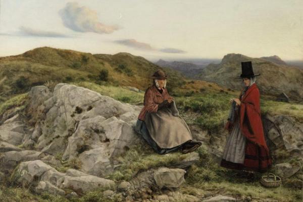 Welsh Landscape With Two Ladies Knitting by William Dyce
