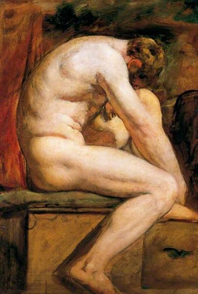 William Etty Male Nude Crouching