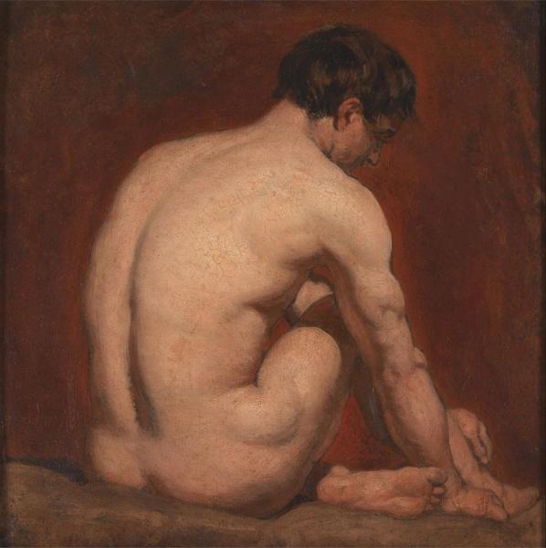 Male Nude, Kneeling, From The Back by William Etty Oil Painting Reproductions