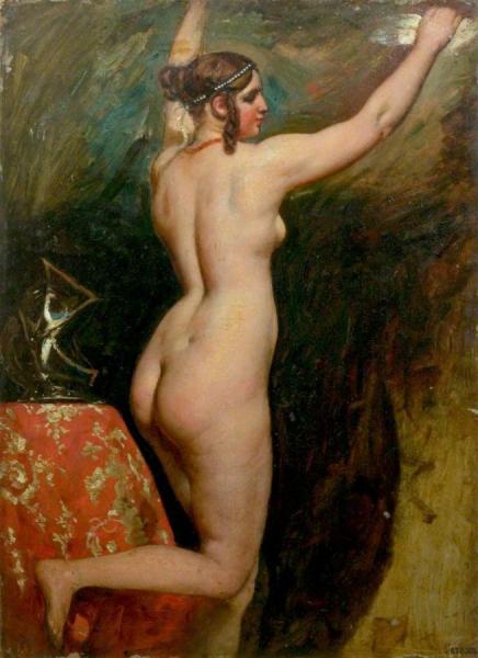 Standing Female Nude With Helmet by William Etty Oil Painting Reproductions