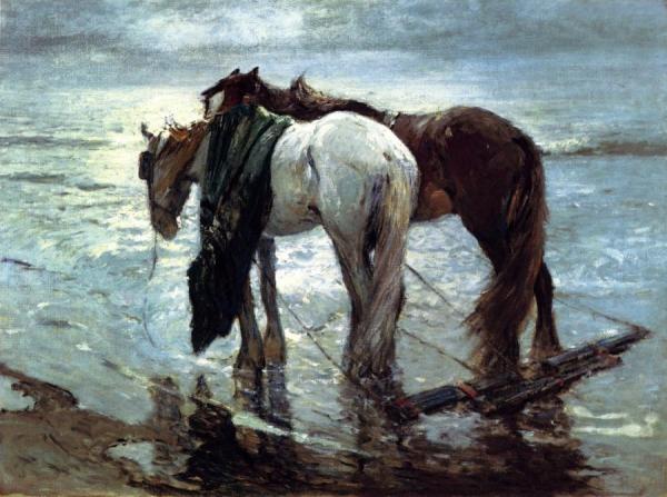 Fishermen's Horses by William Frederick Ritschel