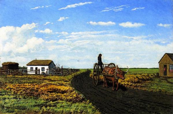 Manitoba Settler's House And Red River Cart by William George Richardson Hind