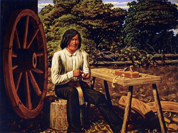 Metis Making Wheel For Red River Cart, Manitoba by William George Richardson Hind