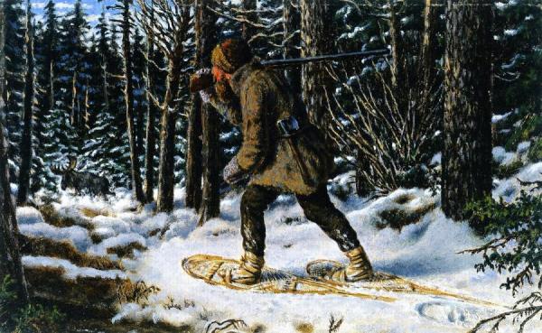 Moose Hunting, Winter, Manitoba by William George Richardson Hind
