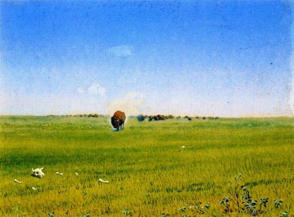 North Western Prairie With Buffalo No. 7 by William George Richardson Hind Oil Painting Reproductions