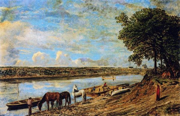 Red River Ferry Across To St. Boniface by William George Richardson Hind