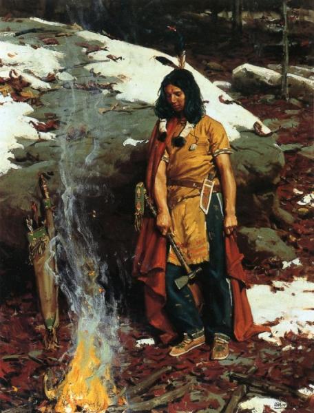 William Gilbert Gaul Indian By The Campfire
