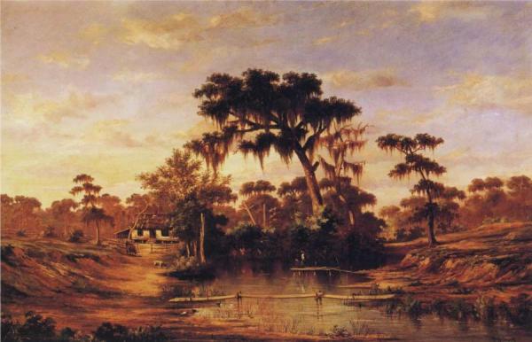 Louisiana Pastoral: Bayou Bridge by William Henry Buck Oil Painting Reproductions