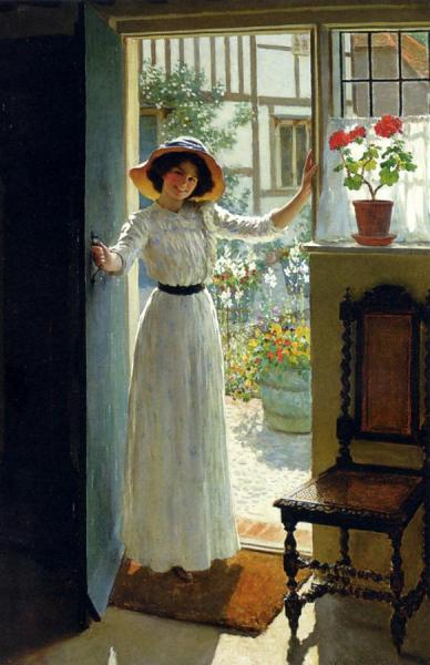 William Henry Margetson At The Cottage Door