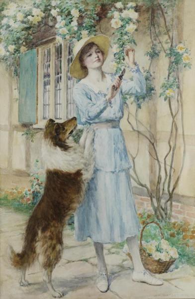Cutting Roses by William Henry Margetson