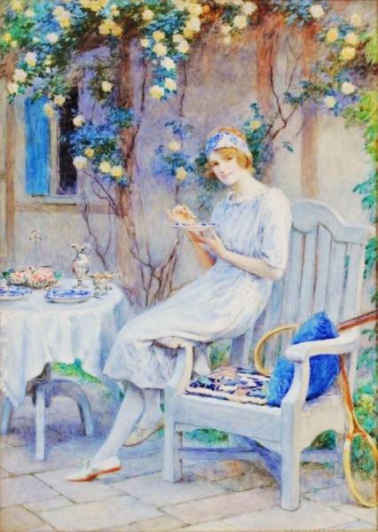William Henry Margetson Woman On Terrace