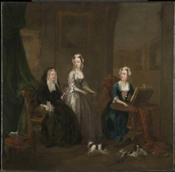 Three Ladies In A Grand Interior by William Hogarth