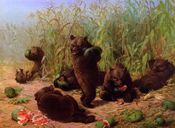 Bears In The Watermelon Patch by William Holbrook Beard Oil Painting Reproductions