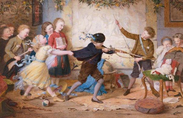 Children At Play by William Jabez Muckley Oil Painting Reproductions
