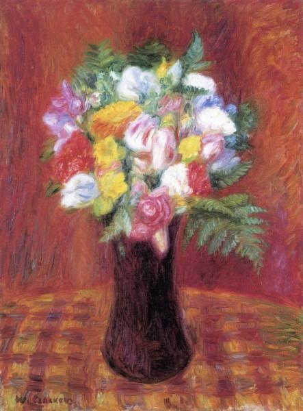 Bouquet In Purple Vase by William James Glackens