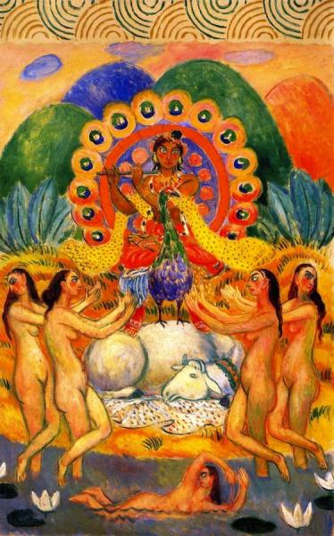 Buddha And The Maidens (a Decoration) by William James Glackens