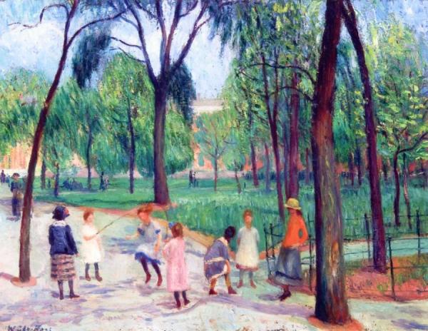 Children In Washington Square by William James Glackens