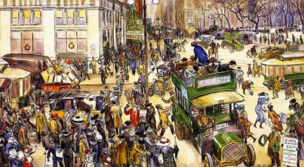 Christmas Shoppers, Madison Square by William James Glackens Oil Painting Reproductions