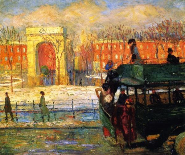 Descending From The Bus by William James Glackens